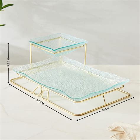 Buy Abaco Barney Glass 2-Tier Chip and Dip Serving Set with Stand from ...