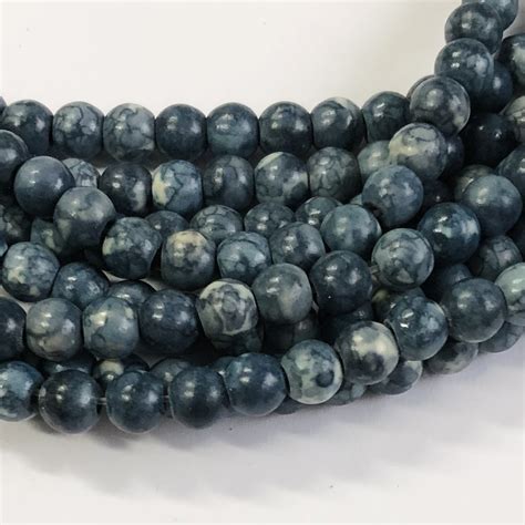 Jade prussian blue round 6mm - Bohemia Design