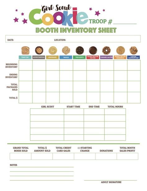 Best 12 ABC Girl Scout Cookie Booth Tally Cookies Count Sheet Printable ...