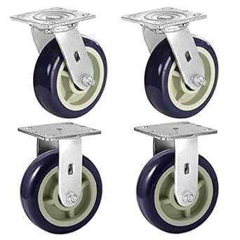 HANDSAMMU 6 inch Heavy Duty Casters -Industrial Casters, Polyurethane ...