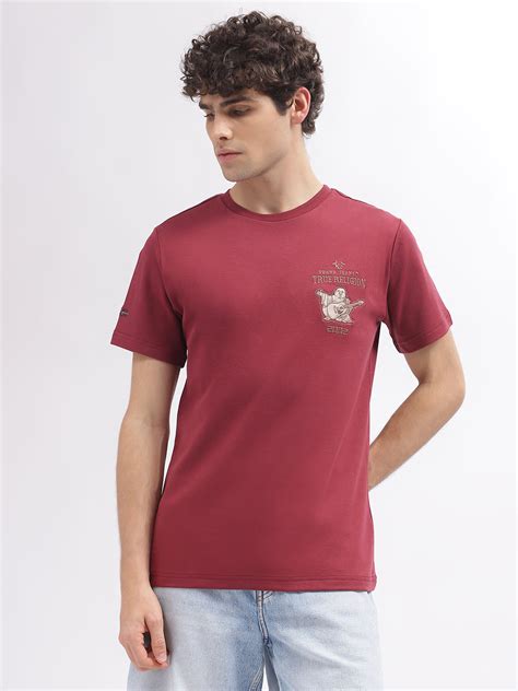 Shop True Religion Men Red Solid Round Neck Short Sleeves T-Shirt ...
