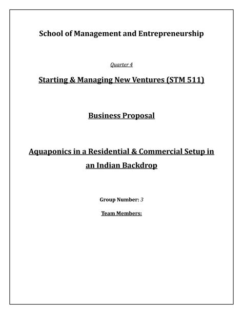 Group 3 Aquaponics Business Proposal - School of Management and ...