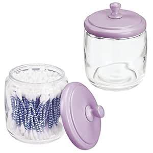 mDesign Bathroom Vanity Glass Storage Organizer Canister Apothecary Jar ...