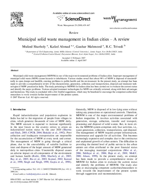 Image result for Abstract On Municipal Solid Waste Management