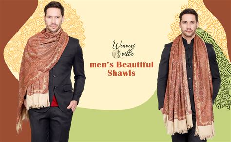 Weavers Villa Men's Paisley Design Woven Poly Wool Blend Gents Shawls ...