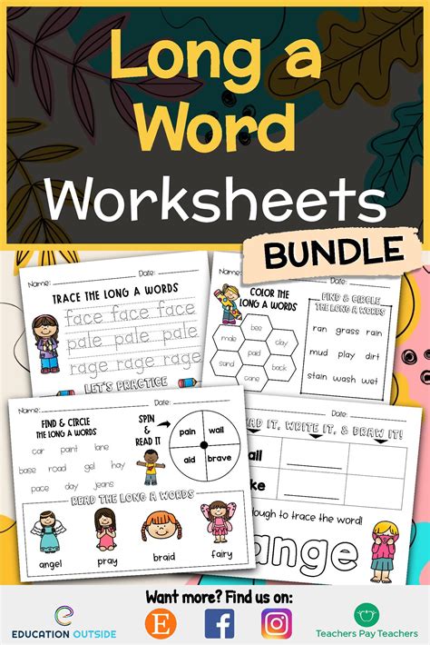 Long a Worksheets - Color and B&W Versions Included! | Passage writing ...