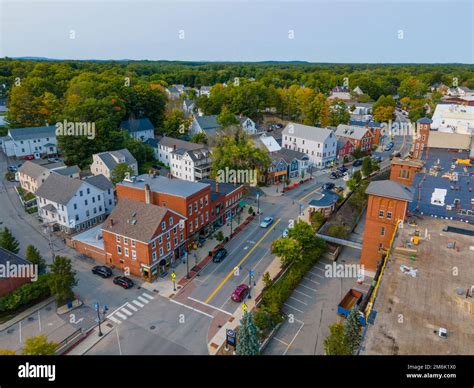 Historic commercial building aerial view on Main Street in historic ...