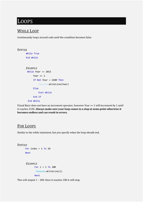 Image result for Visual Basic Code Cheat Sheet