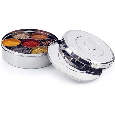 King International Stainless Steel Double Lid Spice Box, Masala ...