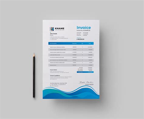 Wave Creative Invoice Design Template · Graphic Yard | Graphic Templates Store