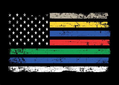 First Responder American Flag With Awareness Colors In Stars And ...