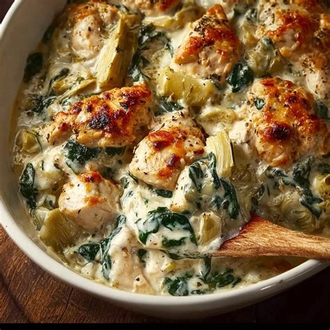 High-Protein Spinach and Artichoke Chicken Casserole