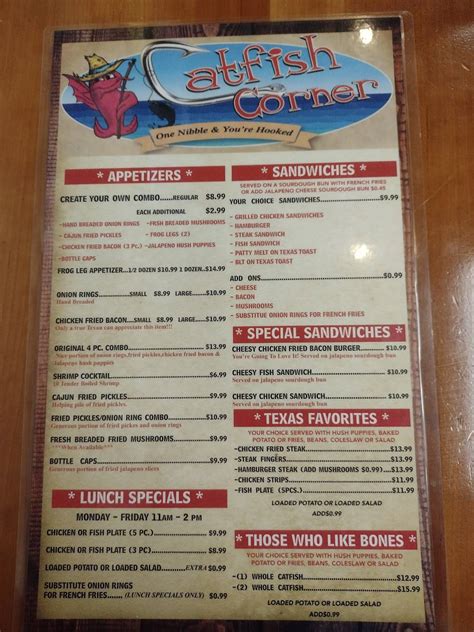 Menu at Catfish Corner restaurant, San Angelo