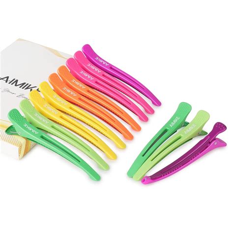 Amazon.com : AIMIKE Neon Hair Clips, 12 Pcs Salon Hair Clips for ...