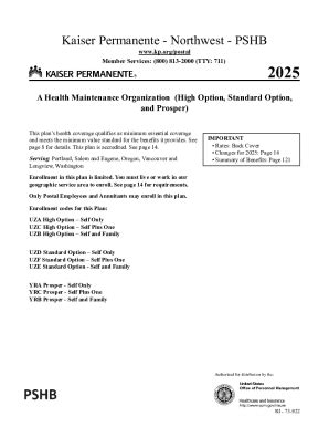 Fillable Online 2025 Kaiser Permanente - Northwest - Pshb Health ...