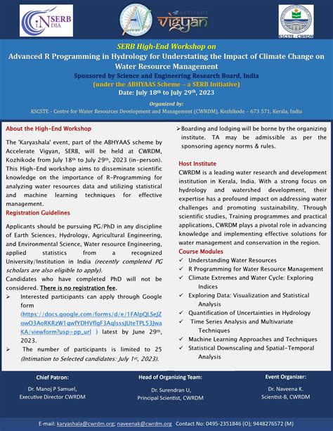 SERB-sponsored High end workshop on "Advanced R Programming in Hydrology for Understanding the ...
