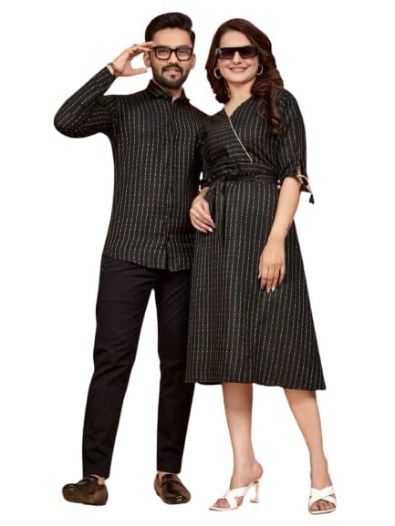 Buy Ozurdex Cotton Couple Mens Shirt & Womens Tunic Combo for Festival ...