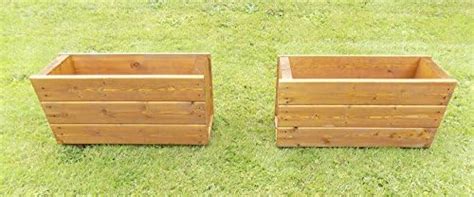 RUDDINGS WOOD Set of 2 x Deep Wooden Trough Planters 60cm - Plant ...