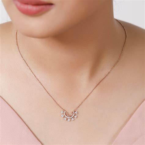 14KT Rose Gold Curved to Perfection Diamond Pendant with Chain