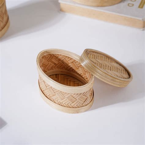 Hand Crafted Oval Bamboo Storage Basket Set of 3 Online - Premium ...