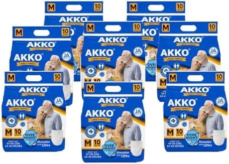 AKKO Premium Adult Diapers M (Medium) | Unisex Disposable Diapers for ...