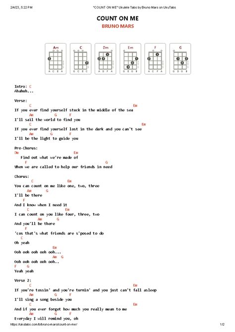 Easy Ukulele Chords Count On Me at Savannah Buckmaster blog