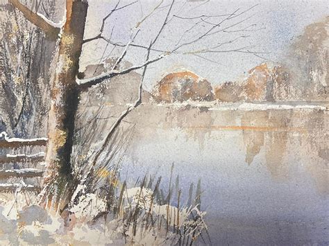 Anthony Avery - British Original Impressionist Watercolor Winter Snowy ...