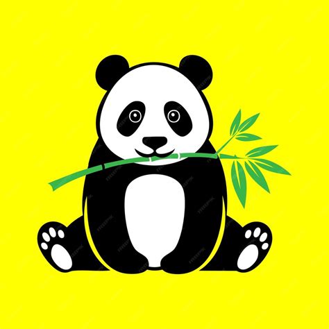 Un panda mignon qui mange du bambou, une mascotte, un vecteur de ...