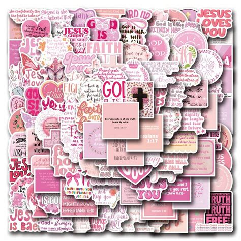 110 PCS Bible Verse Stickers Inspirational Pink Christian Stickers ...