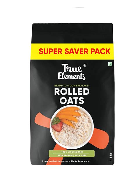 True Elements Rolled Oats 1.8kg - Protein Rich Breakfast | Gluten Free ...