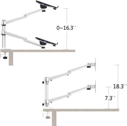Viozon Adjustable 2-in-1 Dual Arms Computer Monitor and Laptop Holder ...