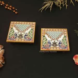 Handicrafts Paradise ( 4 x 4 inch, Set of 2Pc Peacock Design Marble ...