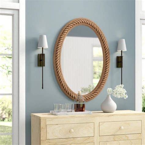 Buy SRA Home Deco Vintage Wooden Mirror Rope Look Hardwood Oval Wall ...