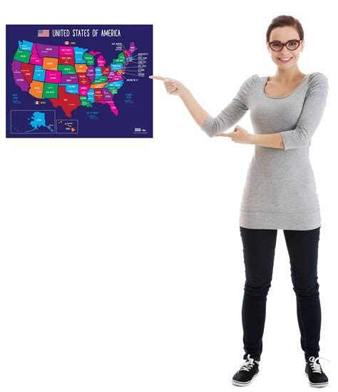 Map of USA States and Capitals Poster - Laminated, 17 x 22 inches ...