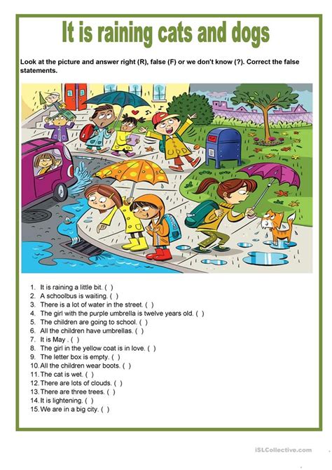 Picture description - it is raining cats and dogs - English ESL ...