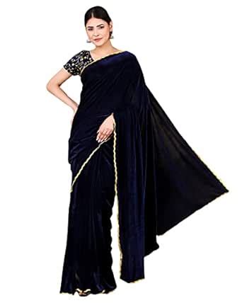 Buy Brulry Womens Embroidered Plain Self Design Solid Bollywood Velvet ...