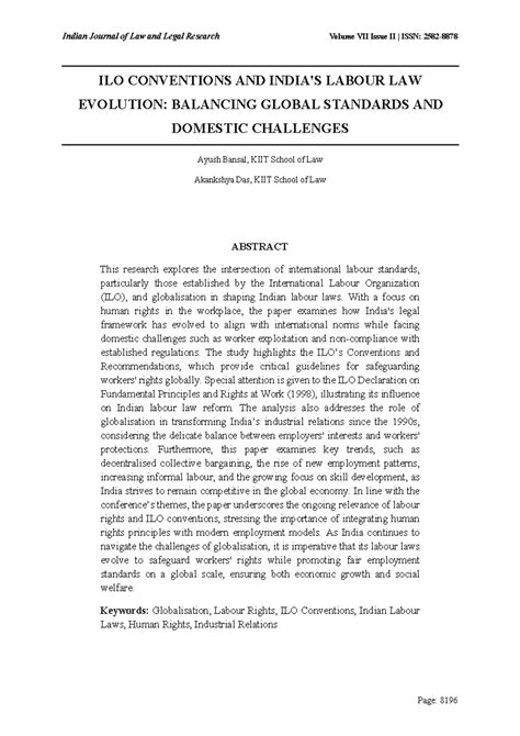 ILO Conventions and India's Labour Law Evolution: Balancing Global ...