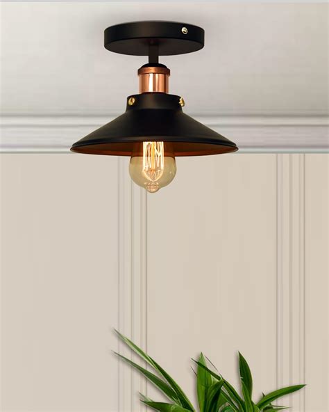 Buy Homesake® Modern Farmhouse Semi Flush Mount Ceiling Light Black ...