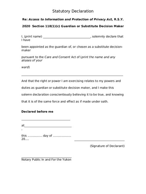 Image result for Statutory Declaration Form Examples
