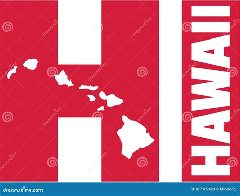 Hawaii with State Abbreviations HI and Map Stock Vector - Illustration of hawaii, vector: 107169423