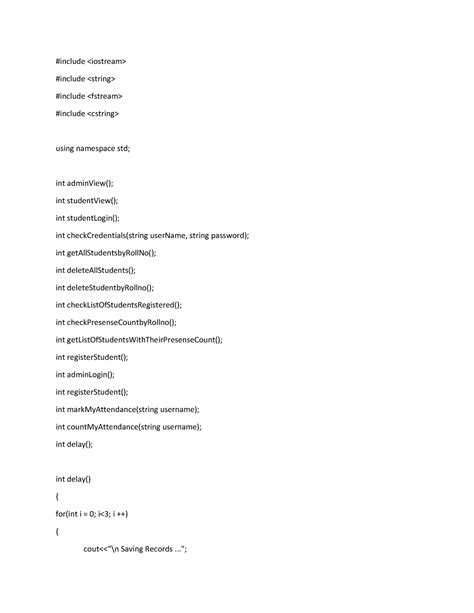 Attendance management System - using namespace int int int int ...