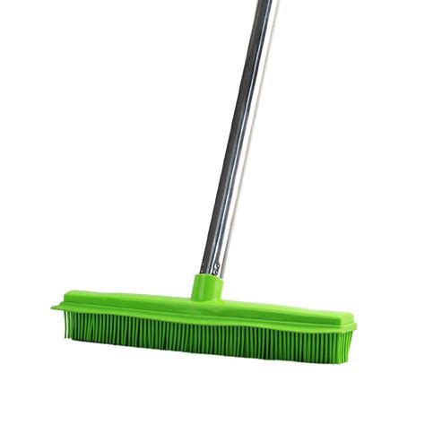 Muling Telescoping Brush for Smooth Surfaces, Long Handled Rubber Broom ...