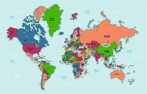 Colored World Map with Names 的图像结果
