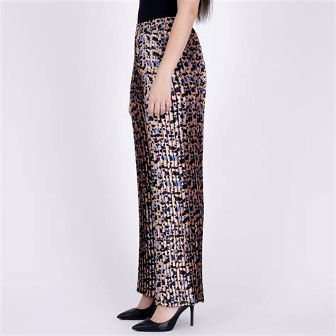 Beige Animal Print Knife Pleated Palazzo – First Resort by Ramola Bachchan