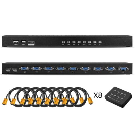 TENINYU USB 2.0 KVM Switch Manual Selector Rack Mount Metal Box Adapter ...