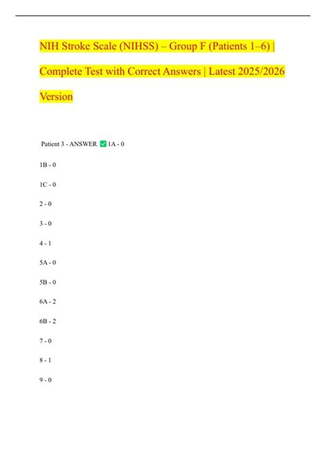 NIH Stroke Scale (NIHSS) - Group F (Patients 1-6) | Complete Test with ...