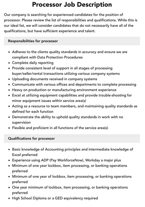 Image result for Data Processor Job Description
