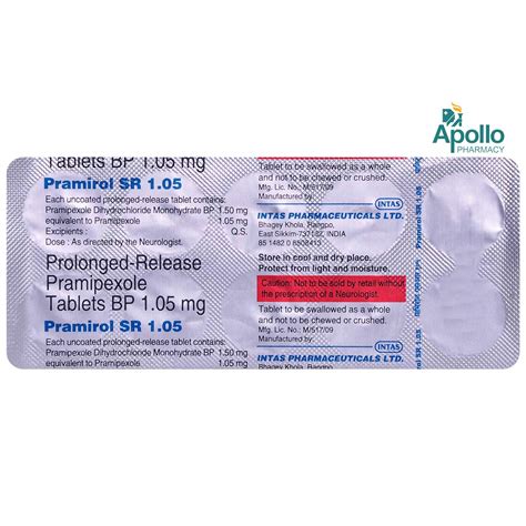 Pramirol SR1.05 Tablet 10's Price, Uses, Side Effects, Composition ...