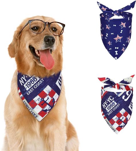Dog Bandanas 2PCS, Patriotic Pet Bandanas Easy to Tie, Triangle ...