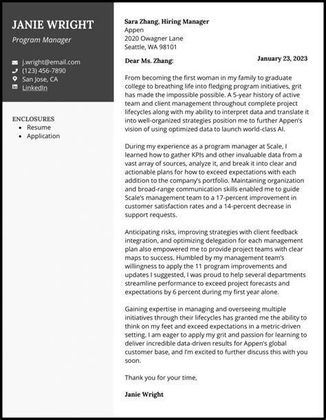 Image result for Program Manager Cover Letter Examples